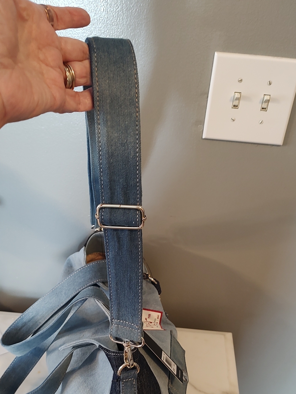 True Religion Light Blue and Dark Blue Denim Shoulder Bag - Picture 6 of 13